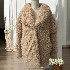 Onetheland‎  Shaggy Mongolian Oversized Scandi Cozy Luxe Loungewear Teddy Coat M